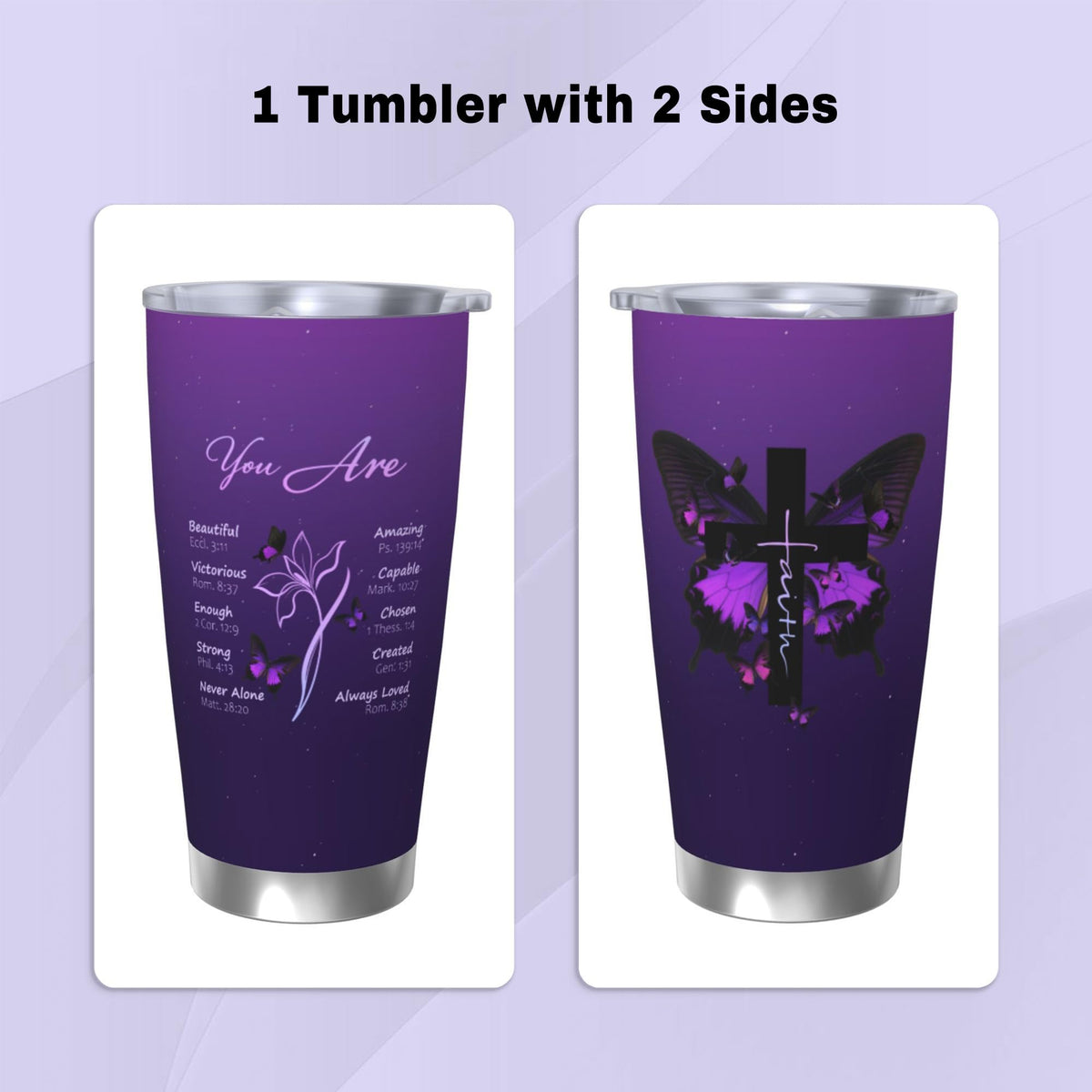 ANSTING tumbler with starry backdrop adds inspirational style to daily routine.