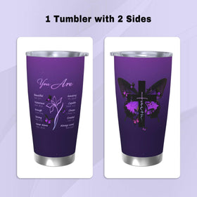 ANSTING tumbler with starry backdrop adds inspirational style to daily routine.