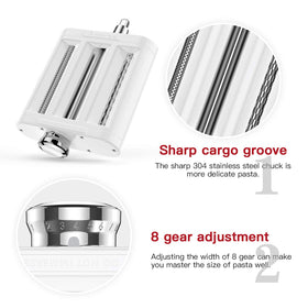Antree fettuccine cutter for broad, restaurant-style noodles.