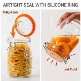 Anwoi mason jar airtight gasket maintains freshness and prevents leaks.