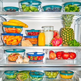 Anyday freezer-safe glass container preserves meals for later.