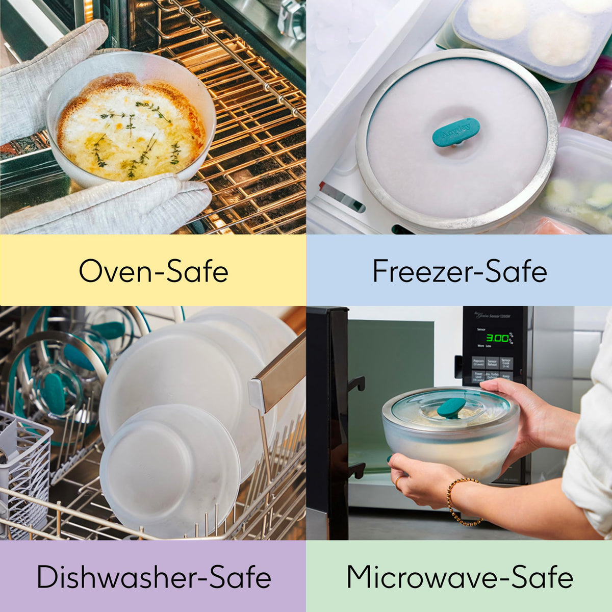 Anyday freezer-safe glass container preserves leftovers without odor transfer.