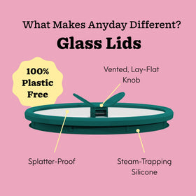 Anyday stackable glass storage with knobs saves cabinet space and keeps contents airtight.