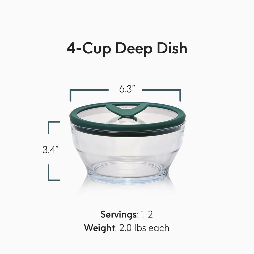 Anyday vented glass lid for splatter-free microwave reheating.