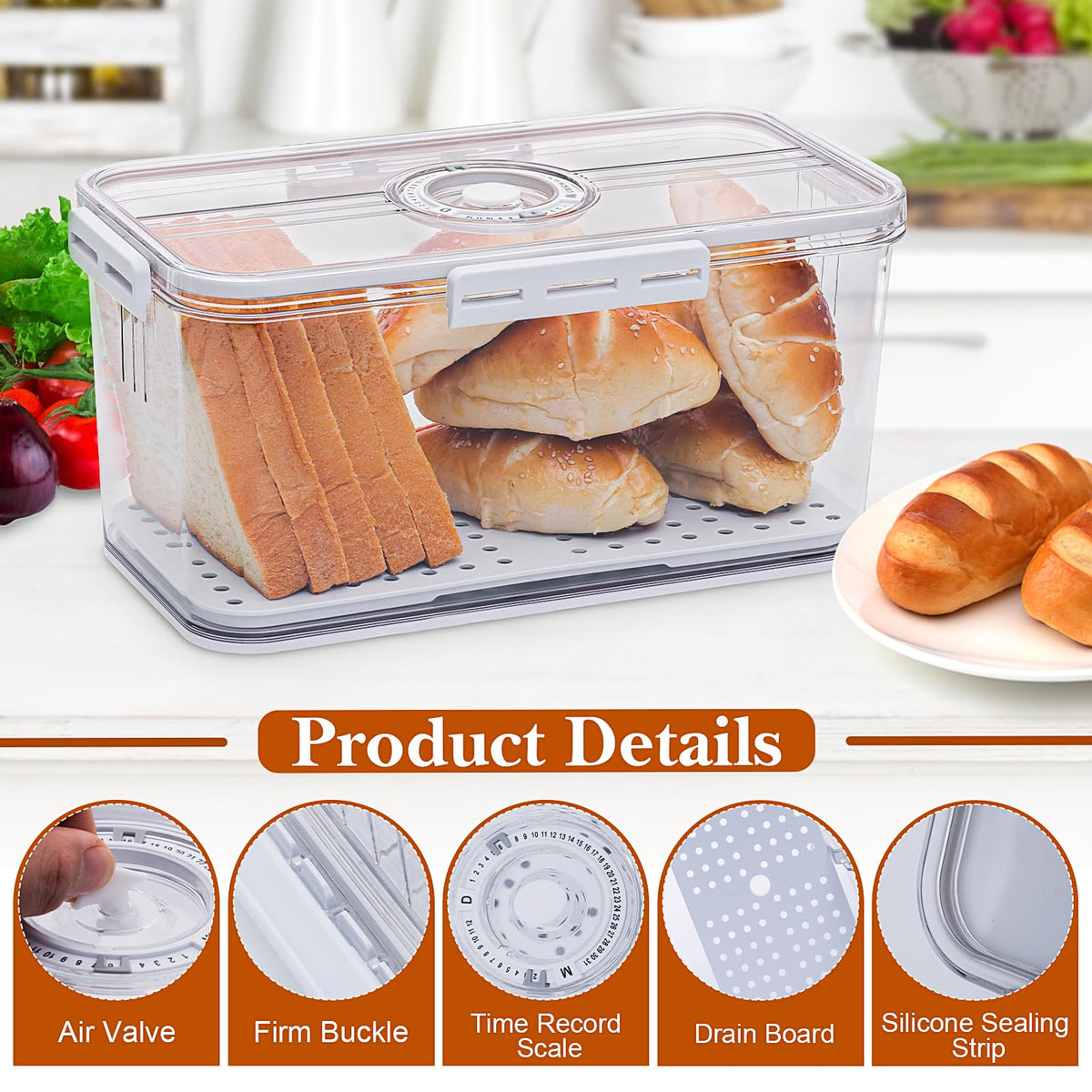 ANYPROLUS Bread Box airtight-seal locks in freshness and crumb texture