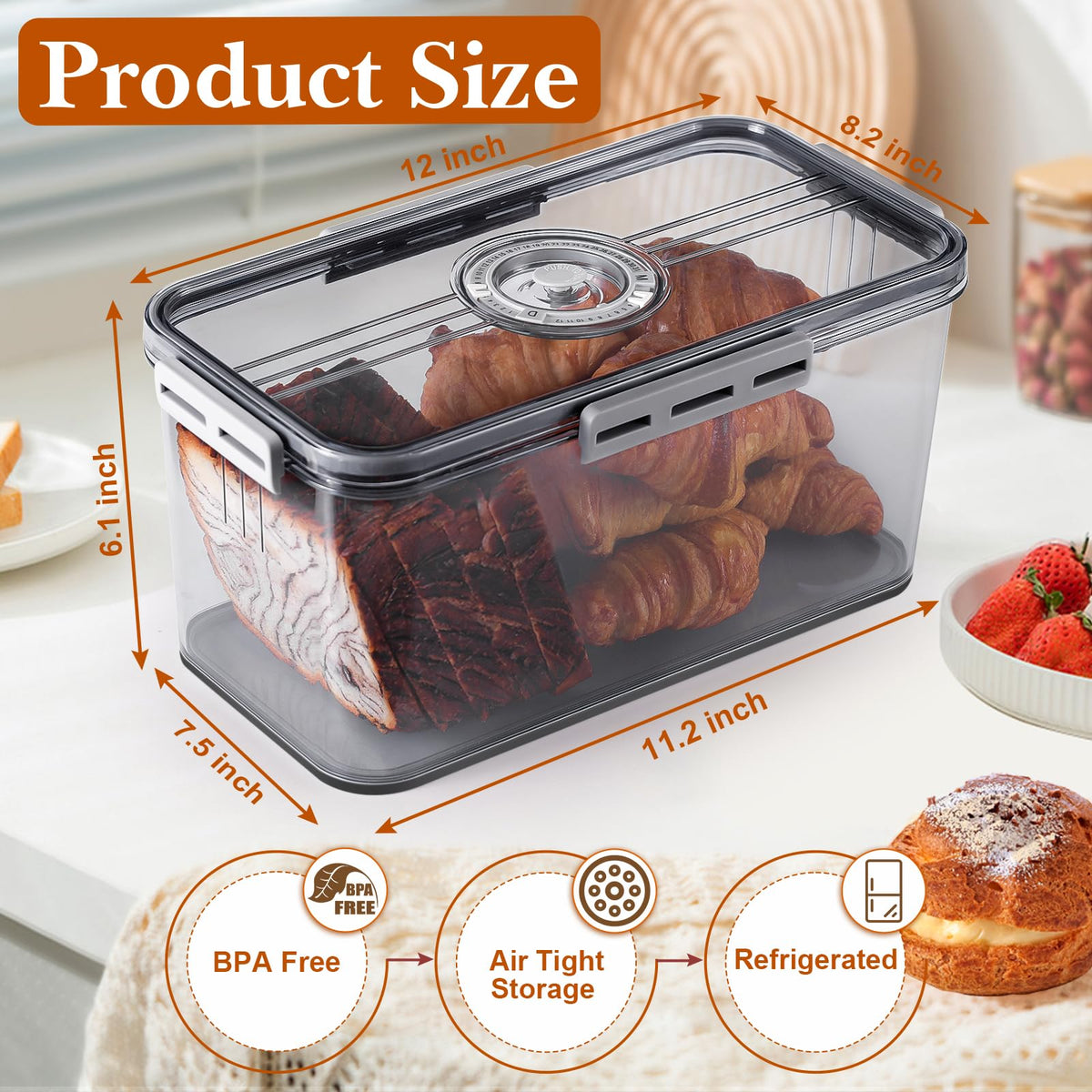 ANYPROLUS bread keeper includes detachable drain tray for moisture control