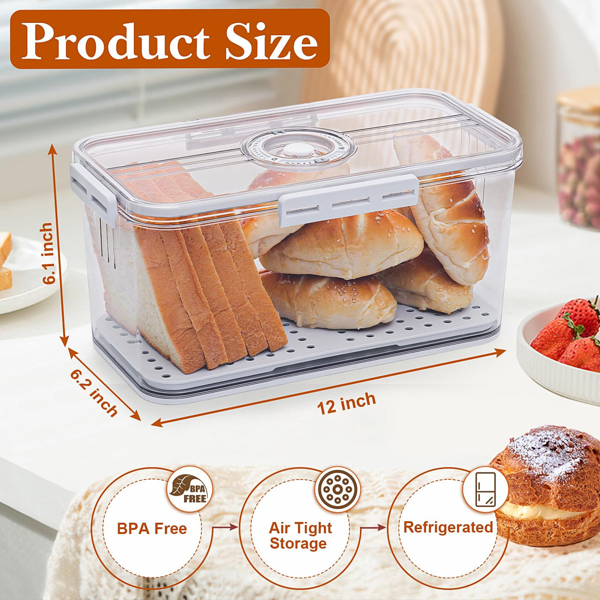 ANYPROLUS Bread Box time-dial to track storage dates for peak flavor