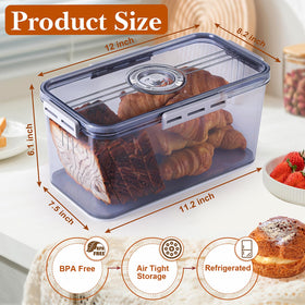 ANYPROLUS bread box airtight lid with silicone seal and buckles for long-lasting freshness.