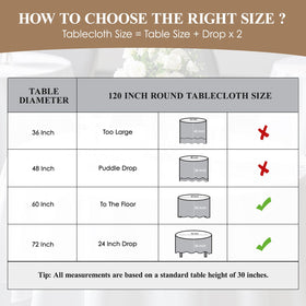 Aocoz round tablecloth 6-pack flat lay showing ready-to-use white linen.
