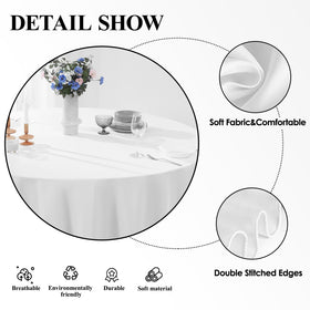 Aocoz white round tablecloth with a soft drape ideal for buffets