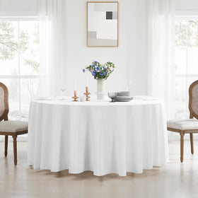 Aocoz round tablecloth-washable-polyester demonstrates easy care and reuse.
