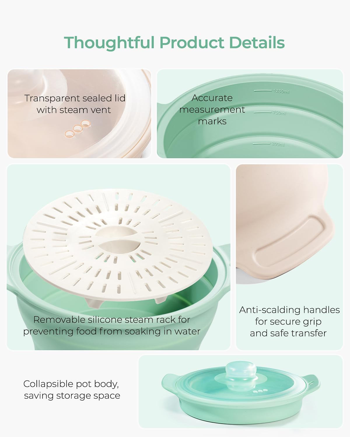 AODISTUCE transparent lid lets you monitor steaming without lifting.