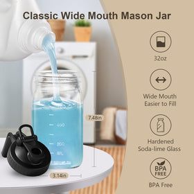 AoeJarry wide-mouth mason jar with lid for easy filling and visible contents