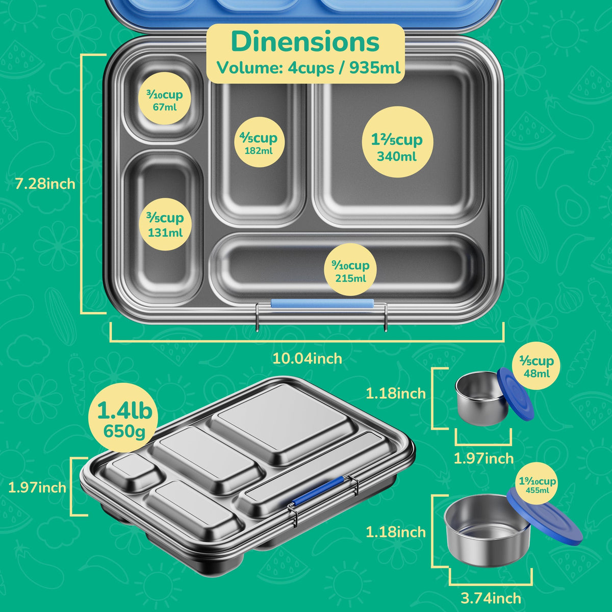 AOHEA bento box includes leakproof containers for sauces and wet foods