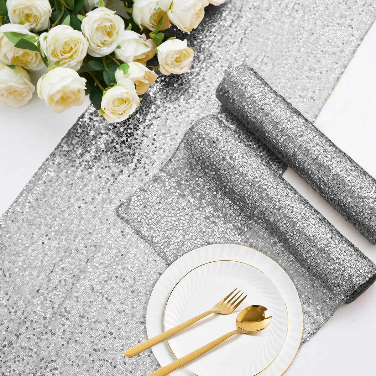 Aormenzy sequin runner enhances baby showers with elegant, festive flair.