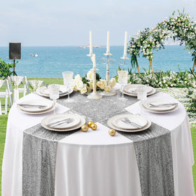 Aormenzy sequin runner catches light for photo-ready dessert tables.