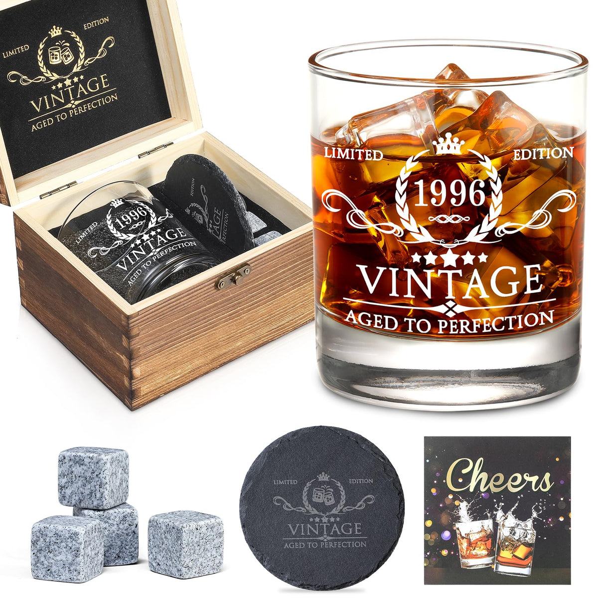 AOZITA wood box for 30th birthday gift presents the set with elegance