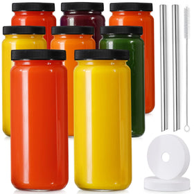 AOZITA eight-pack glass bottles with airtight lids for travel-friendly beverages