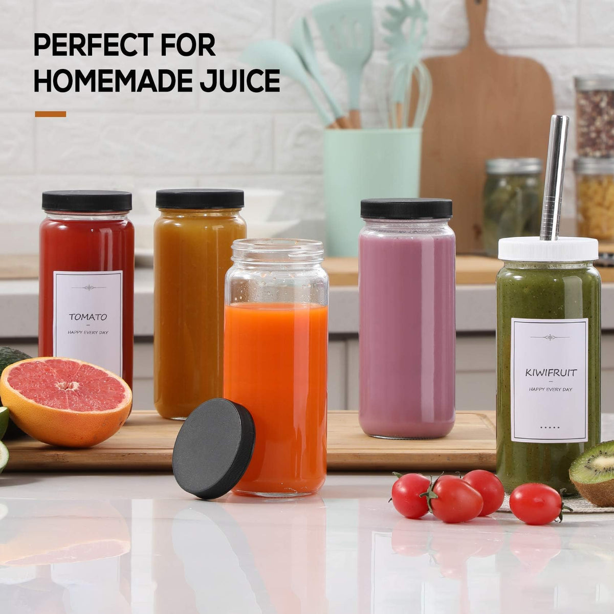 AOZITA black lids securely close glass bottles to preserve flavor during transport