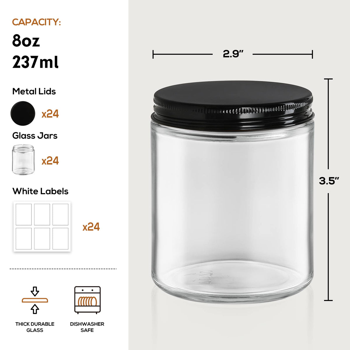 AOZITA clear round glass jar with airtight lid ideal for DIY cosmetics.