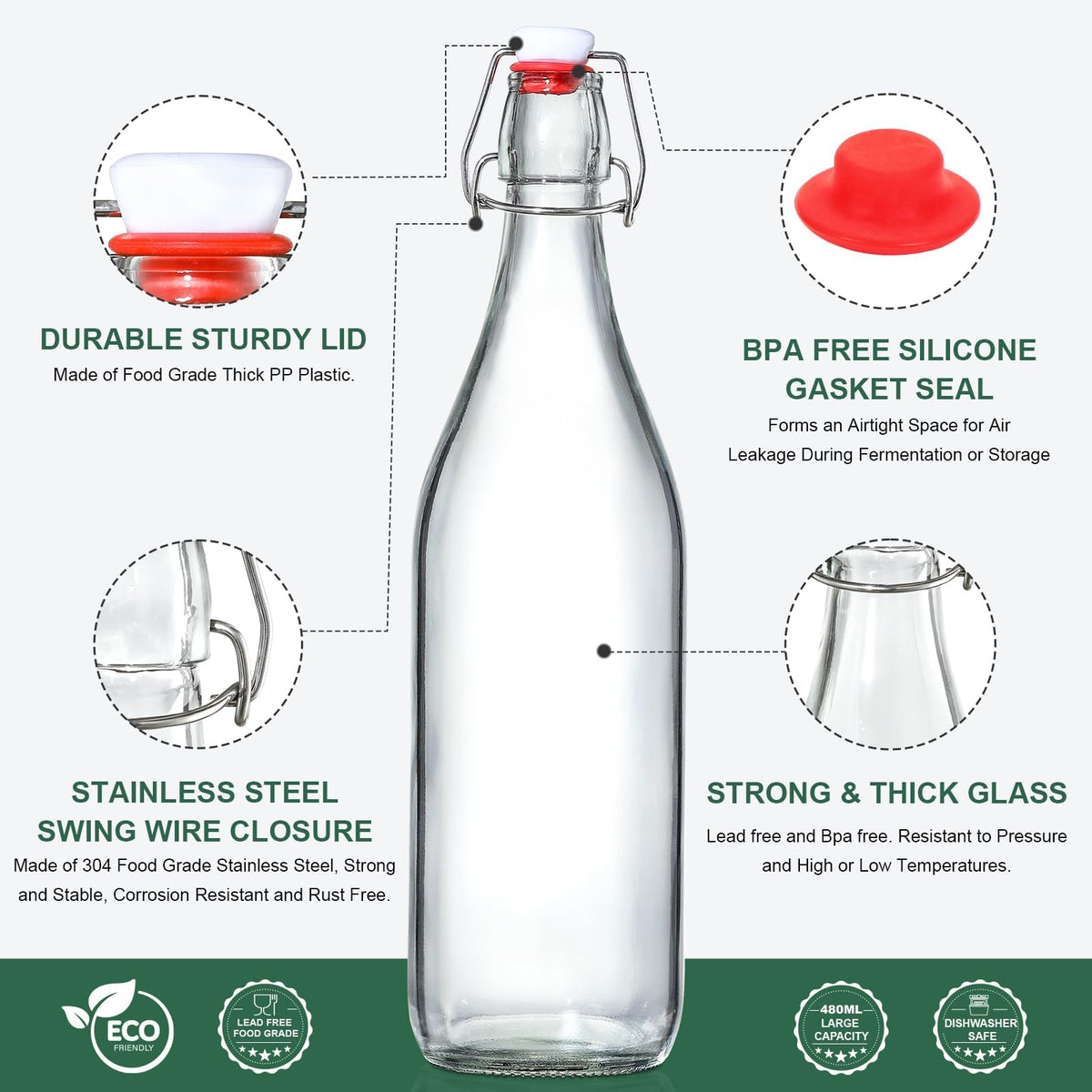 AOZITA replacement silicone seals ensure leak-free storage after fermentation cycles.