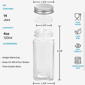 AOZITA square spice jars with shaker lids allow controlled pouring and labeling.