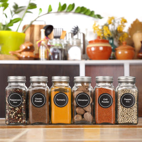 AOZITA transparent glass spice jars on rack show color and freshness.