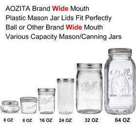 64-ounce jar compatibility with AOZITA wide-mouth lids for bulk storage.