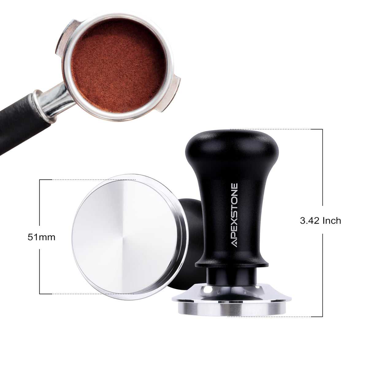 Apexstone 51mm tamper arrives in a compact box for straightforward setup