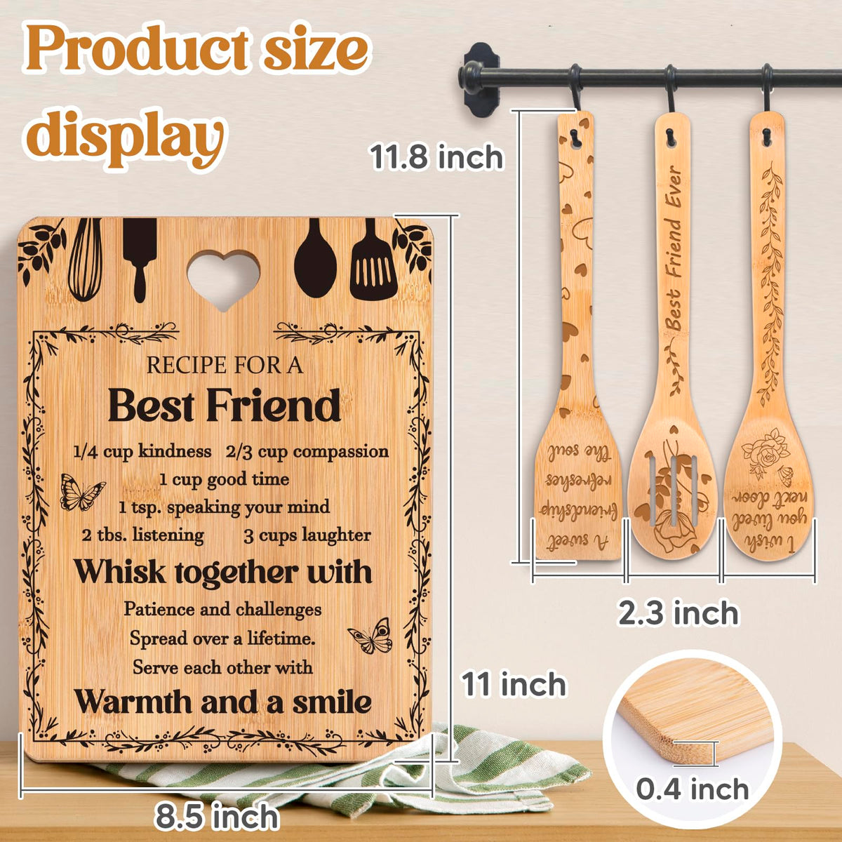 This Apjielop bamboo spatula set enables gentle mixing and easy cleaning.