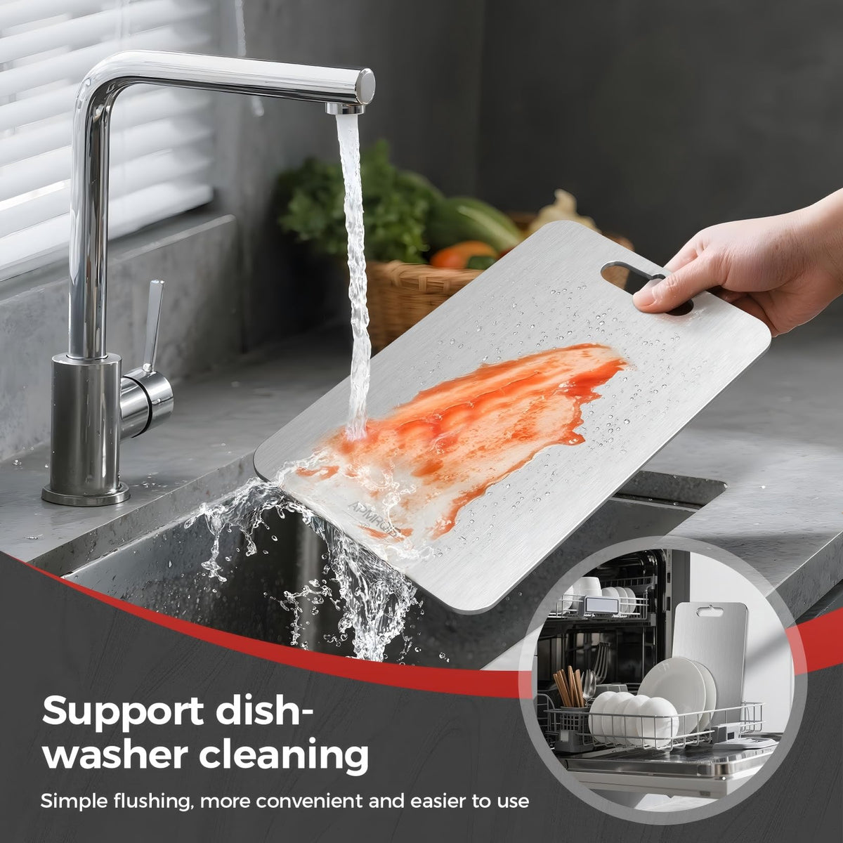 APMRQIB titanium cutting board durable surface resists nicks and staining
