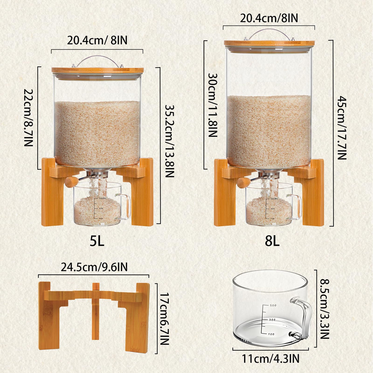 Aprilhp measuring cup included for precise portions during cooking.