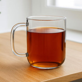 Aquach glass mug for latte servings, ideal for larger beverages.