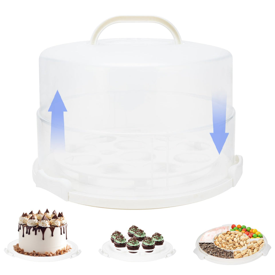 AquaLume 12 Inch Cake Carrier with Dome Lid shows off a decorated cake during transport
