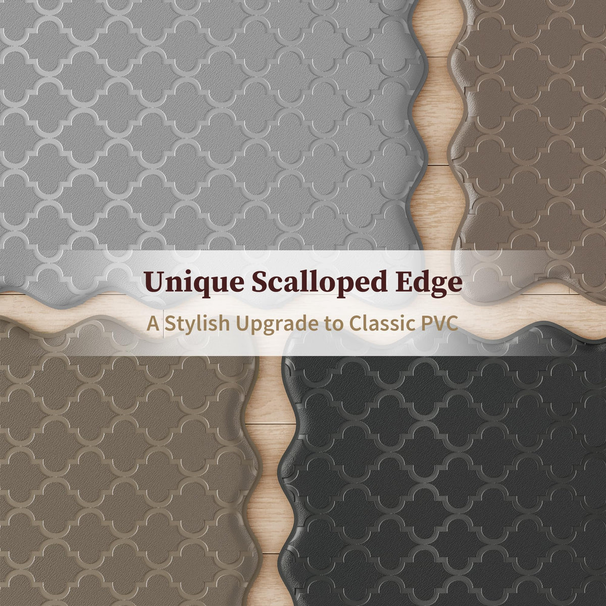 Arenarug scalloped edge kitchen mat, 17-59 size, decorative comfort during meal prep.