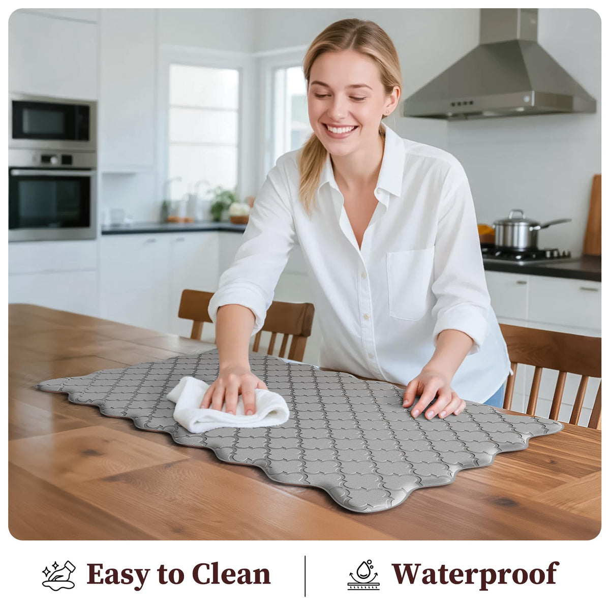 Arenarug versatile two-piece set fits at sink and prep zones.