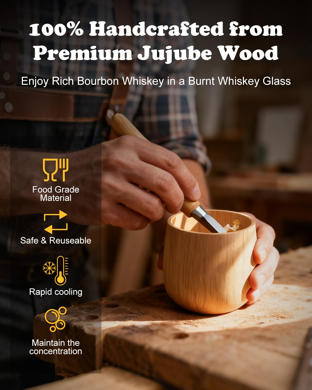 Argefkeen jujube wood bourbon tumbler complements malts with mellow aging-inspired notes