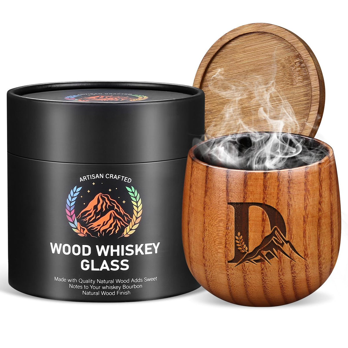 Argfkeen charred wooden whiskey glass with natural grain for refined tastings.