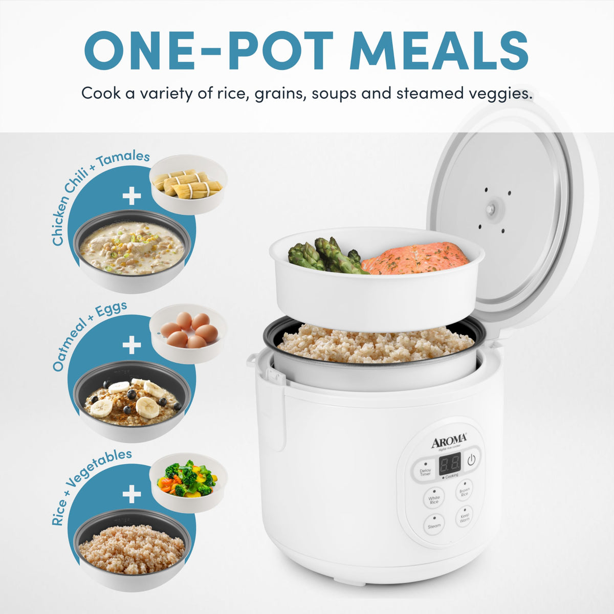 AROMA ARC-914D digital panel for easy set-and-forget cooking