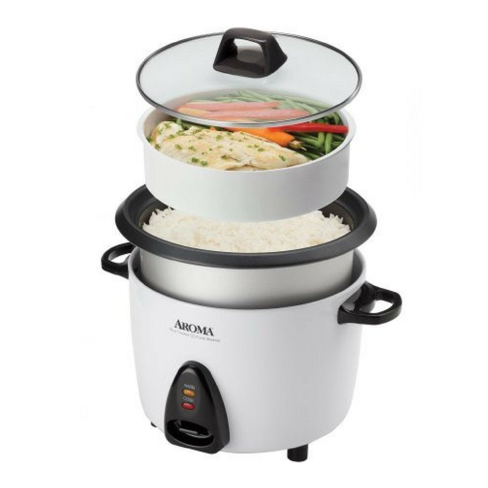 AROMA ARC-360-NGP rice cooker side view highlighting its large family-size capacity.