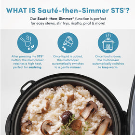 AROMA steam tray nesting for one-pot meals while rice cooks below