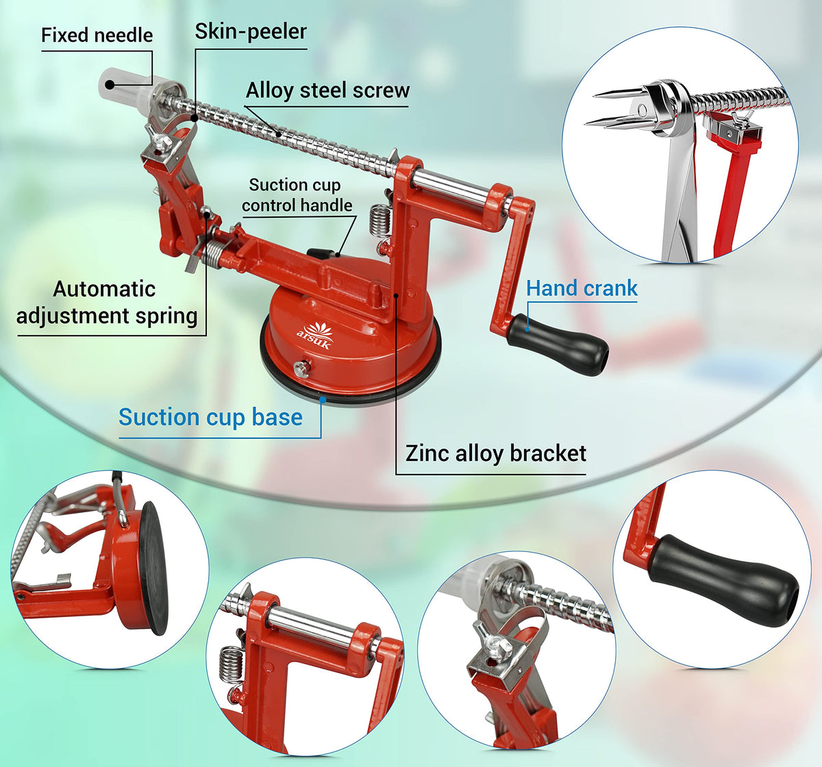 ARSUK anti-slip suction base keeps the unit steady during use.