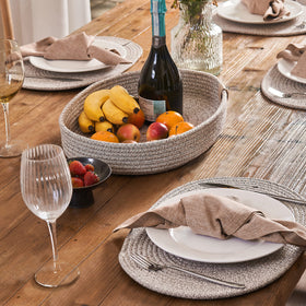 ART PineCone woven cotton placemats set adds durable warmth to tables