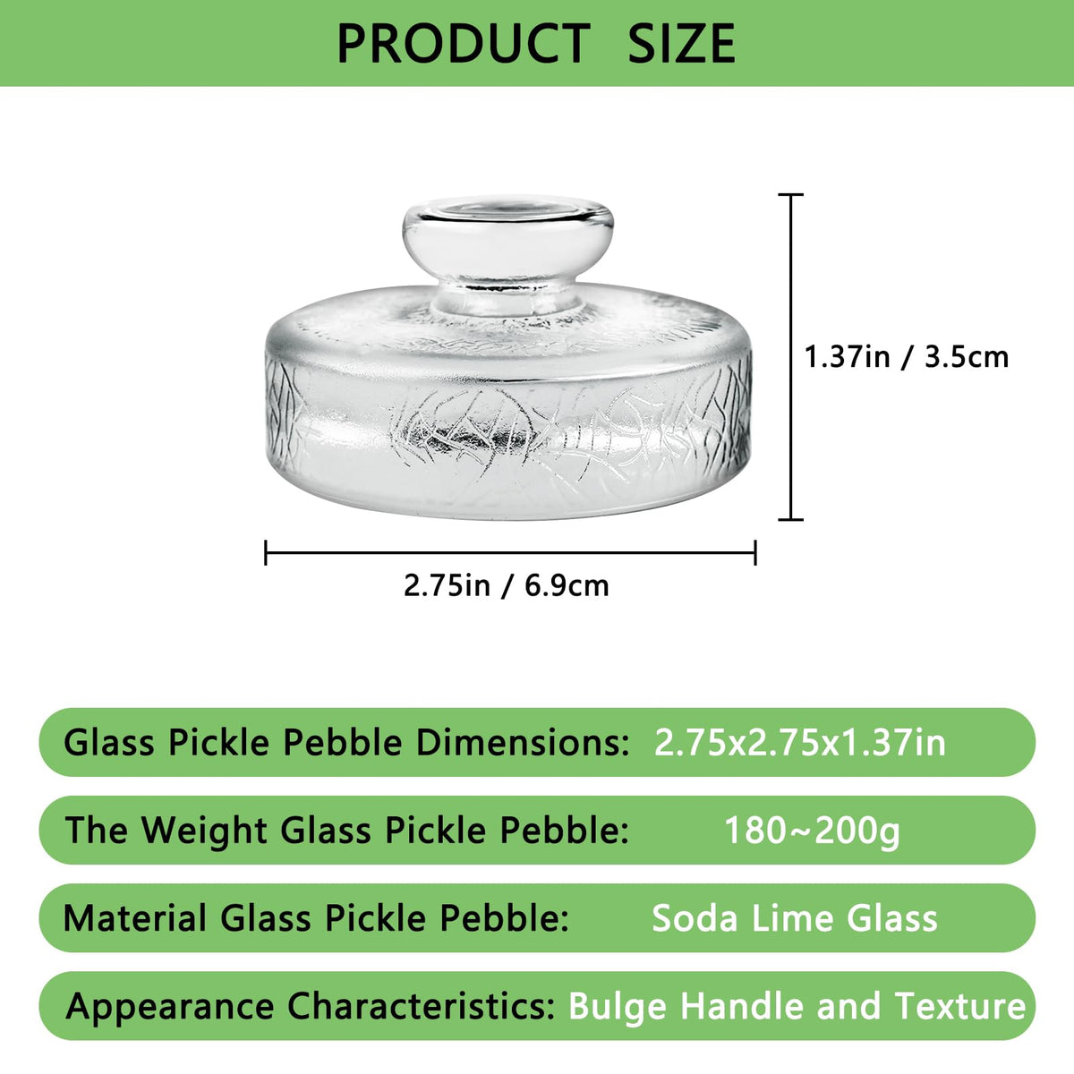 Artcome glass weight with easy grip handle for quick, secure placement.