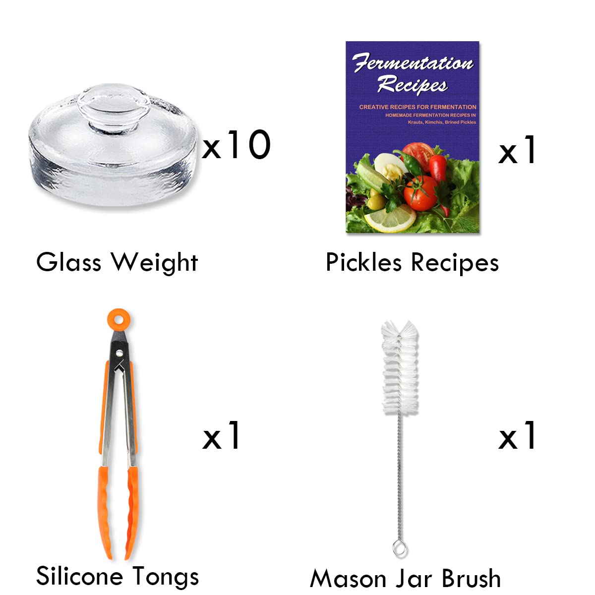 Artcome wide-mouth jar weights shown beside jars for reliable fit.