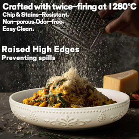 Artena bowls are microwave and dishwasher safe with oven-safe capability.