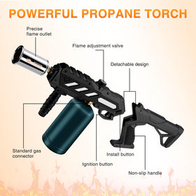 ARTFLAMM detachable-design torch shows modular handle for easy storage.