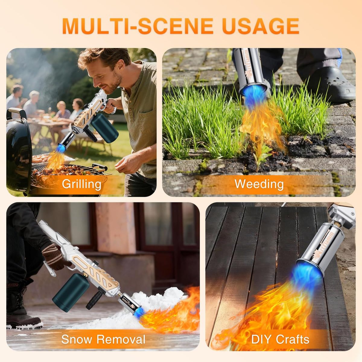 ARTFLAMM outdoor grill and bonfire use with torch