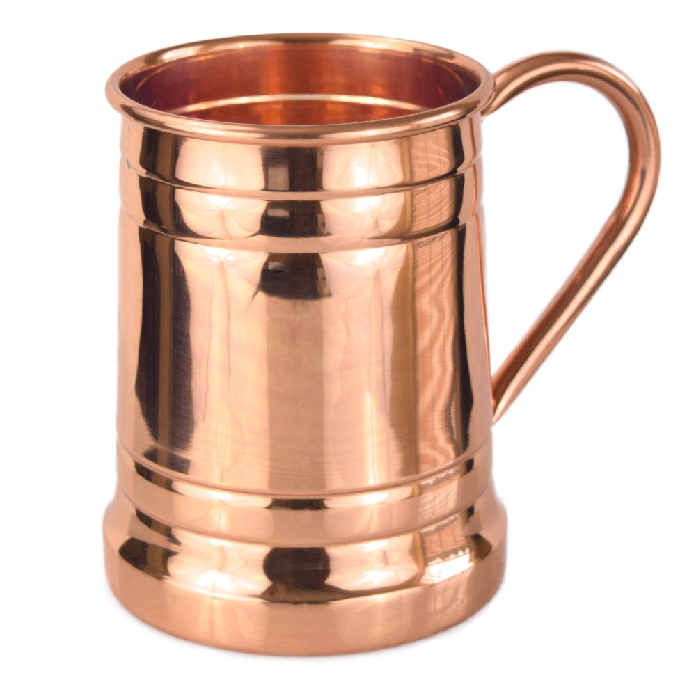 Artisan's Anvil Pure Copper Beer Mug front view highlights solid copper build.