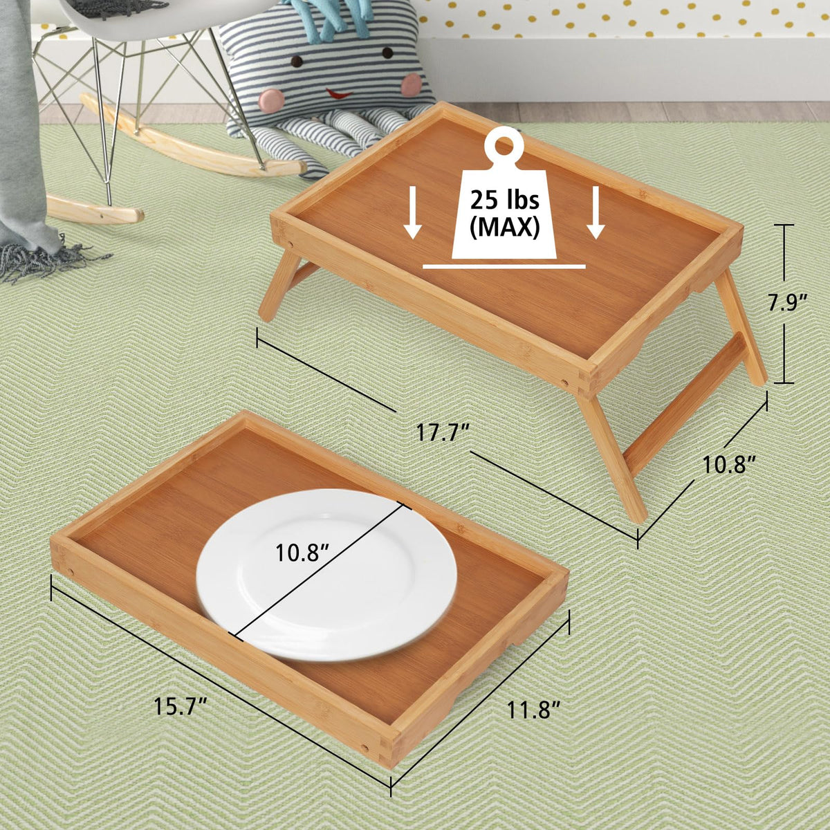 Artmeer bed tray folded to a compact closed size